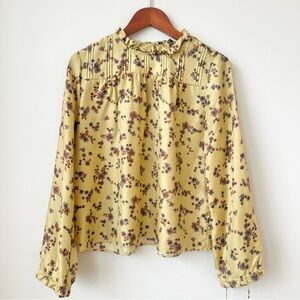 ARITZIA | WILFRED 100% SILK FLORAL PRINT “LOURDES” BLOUSE VINTAGE-INSPIRED TOP